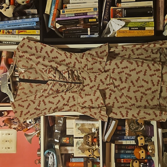 Modcloth candy print peplum dress. Waist 13 inches. Length 30. - Picture 1 of 2